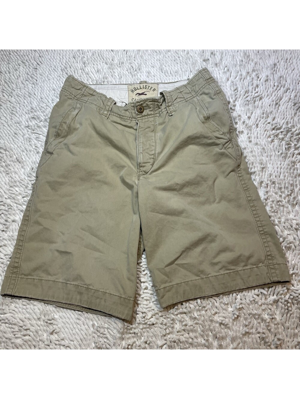 Hollister Chino Shorts Mens 31 Tan Cali Long Fit Khaki Flat Front *READ*